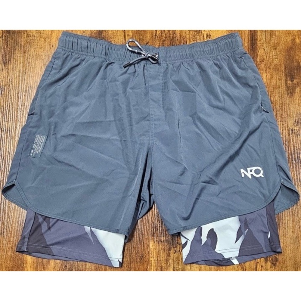 NFQ Never Fxcking Quit Training Shorts Men's 2XL 6" Blue-Gray Camo Lined